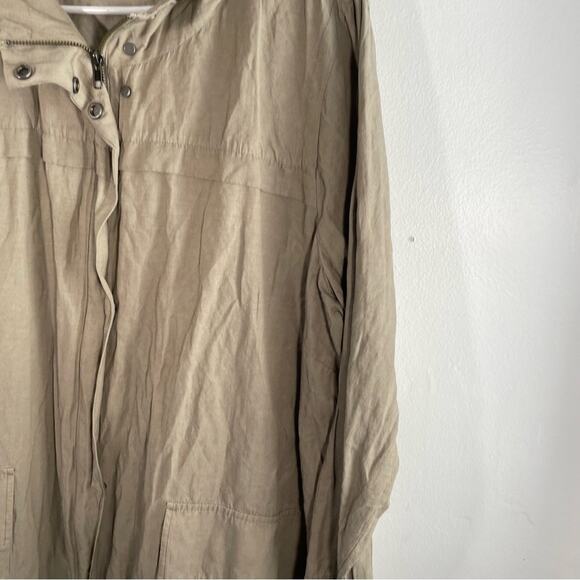 Eileen Fisher Anorak Hooded Jacket Organic Cotton Blend Khaki 1X Lightweight - Picture 5 of 14